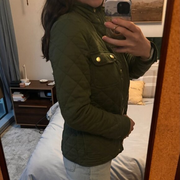 Green J Crew Quilted Military Jacket - Picture 2 of 4